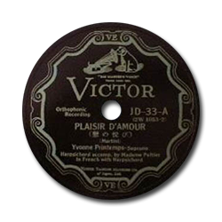 etiquette du disque Victor JD-33-A Plaisir d'amour chanté par Yvonne Printemps